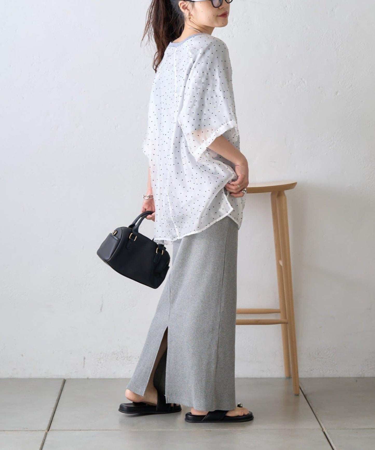 圓點歐根紗拼接T恤