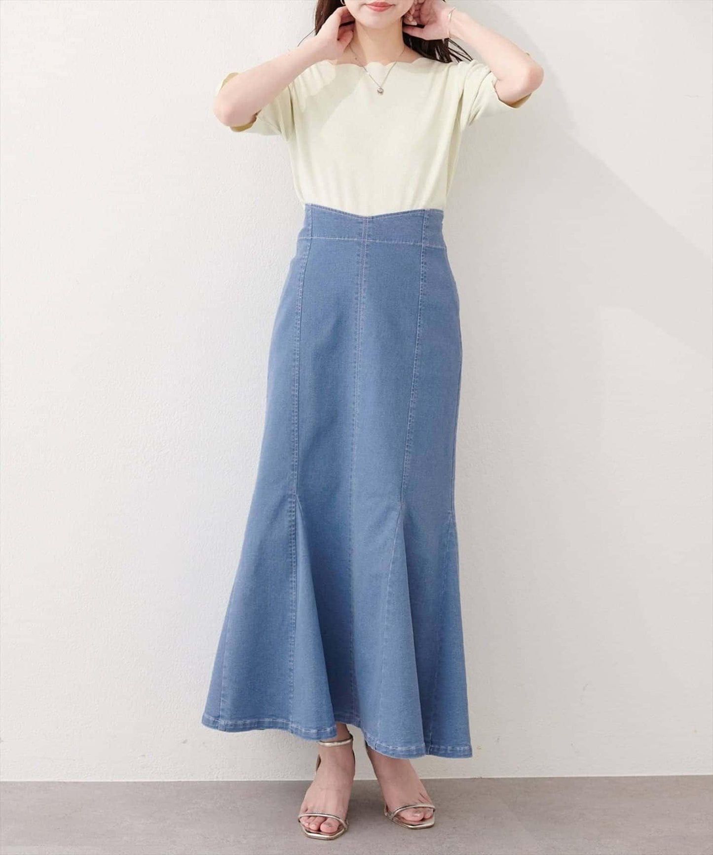 natural couture 愛心腰頭美人魚牛仔半身裙