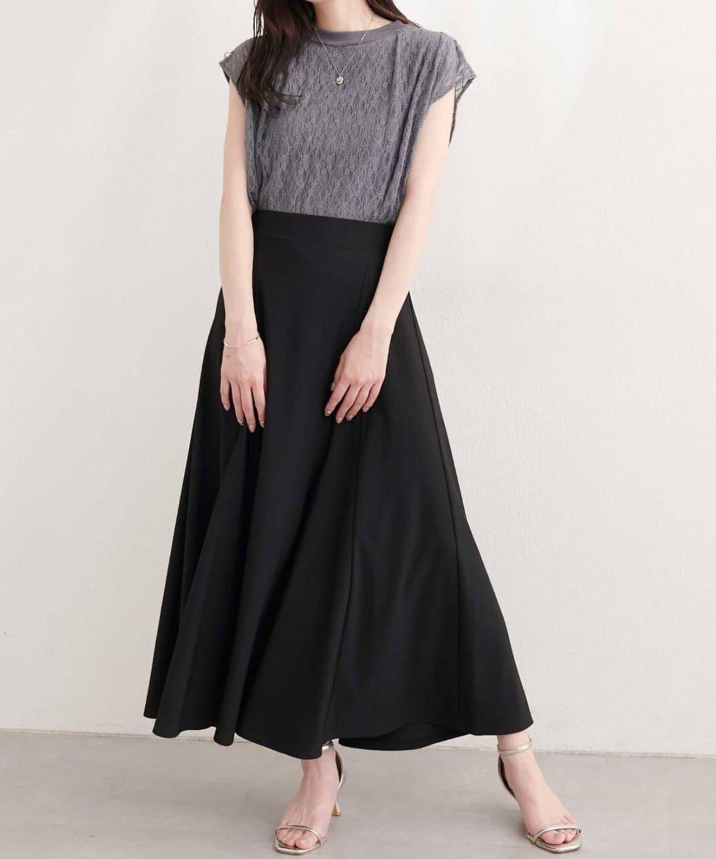 natural couture 接觸冷感蕾絲疊層針織衫