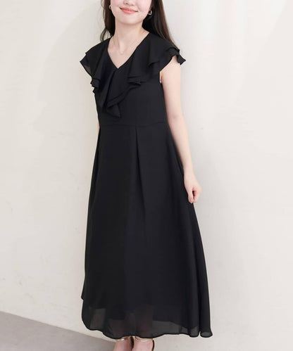 natural couture 荷葉邊領無袖連衣裙