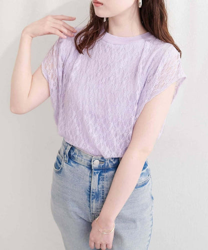 natural couture 接觸冷感蕾絲疊層針織衫