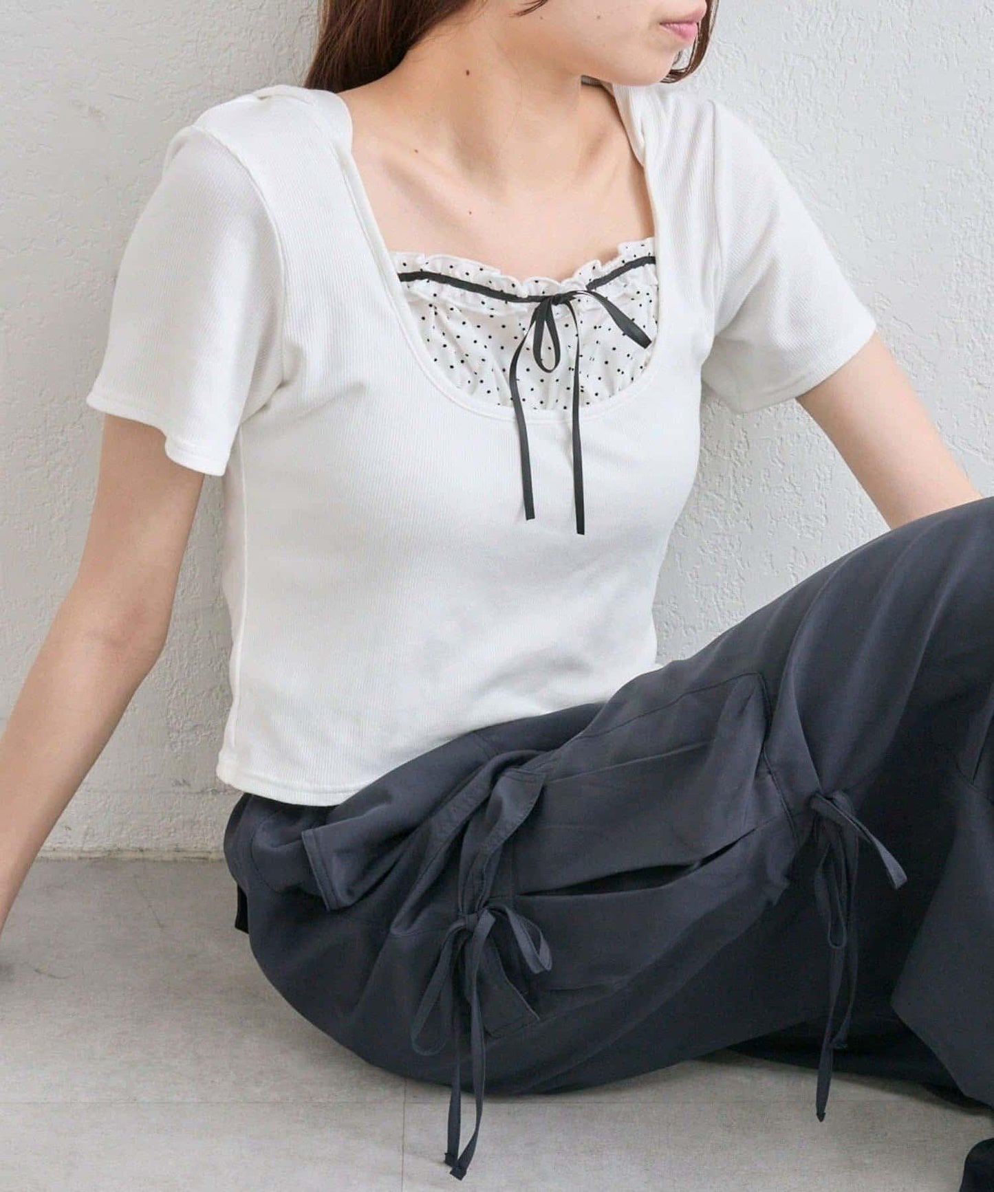 OLIVE des OLIVE 連帽拼接上衣