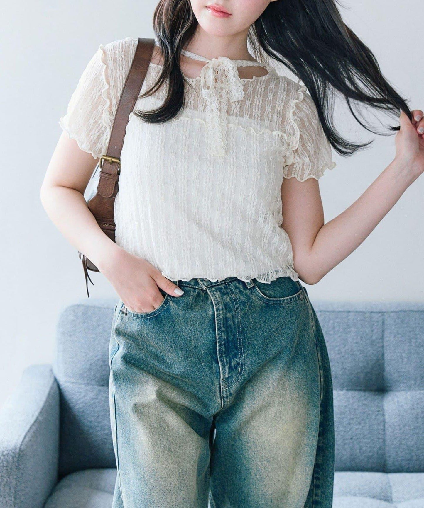 OLIVE des OLIVE 連帽蕾絲上衣