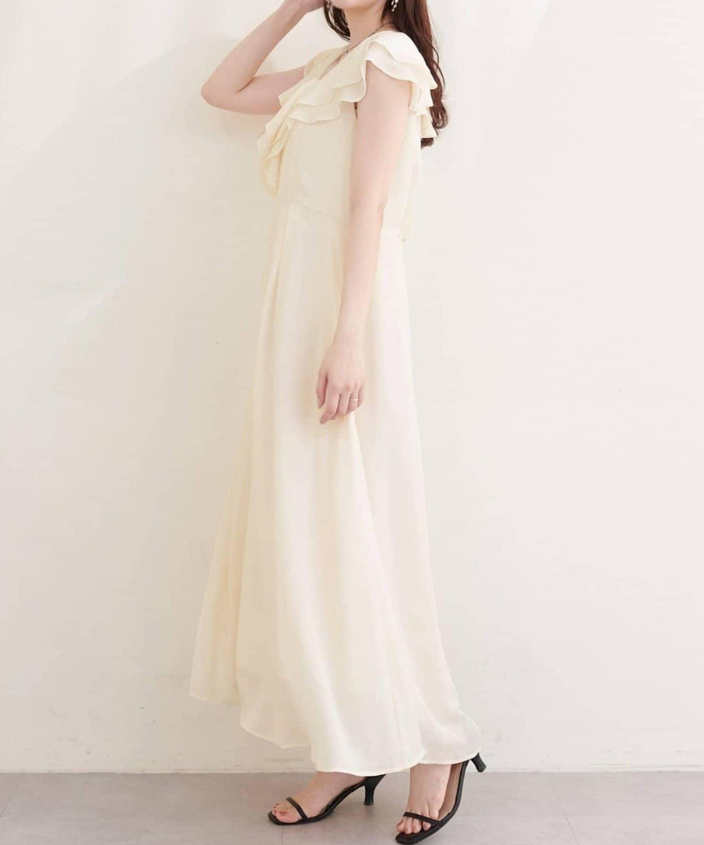 natural couture 荷葉邊領無袖連衣裙