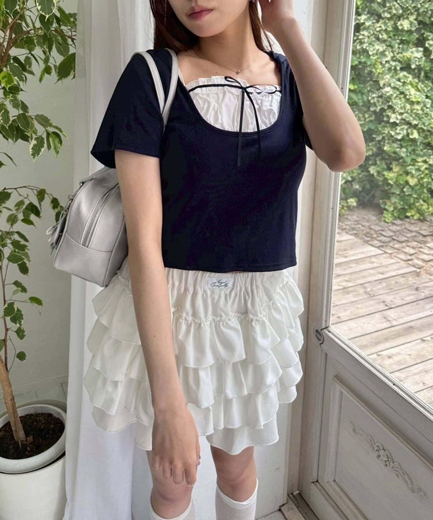OLIVE des OLIVE 連帽拼接上衣
