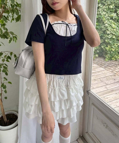 OLIVE des OLIVE 連帽拼接上衣