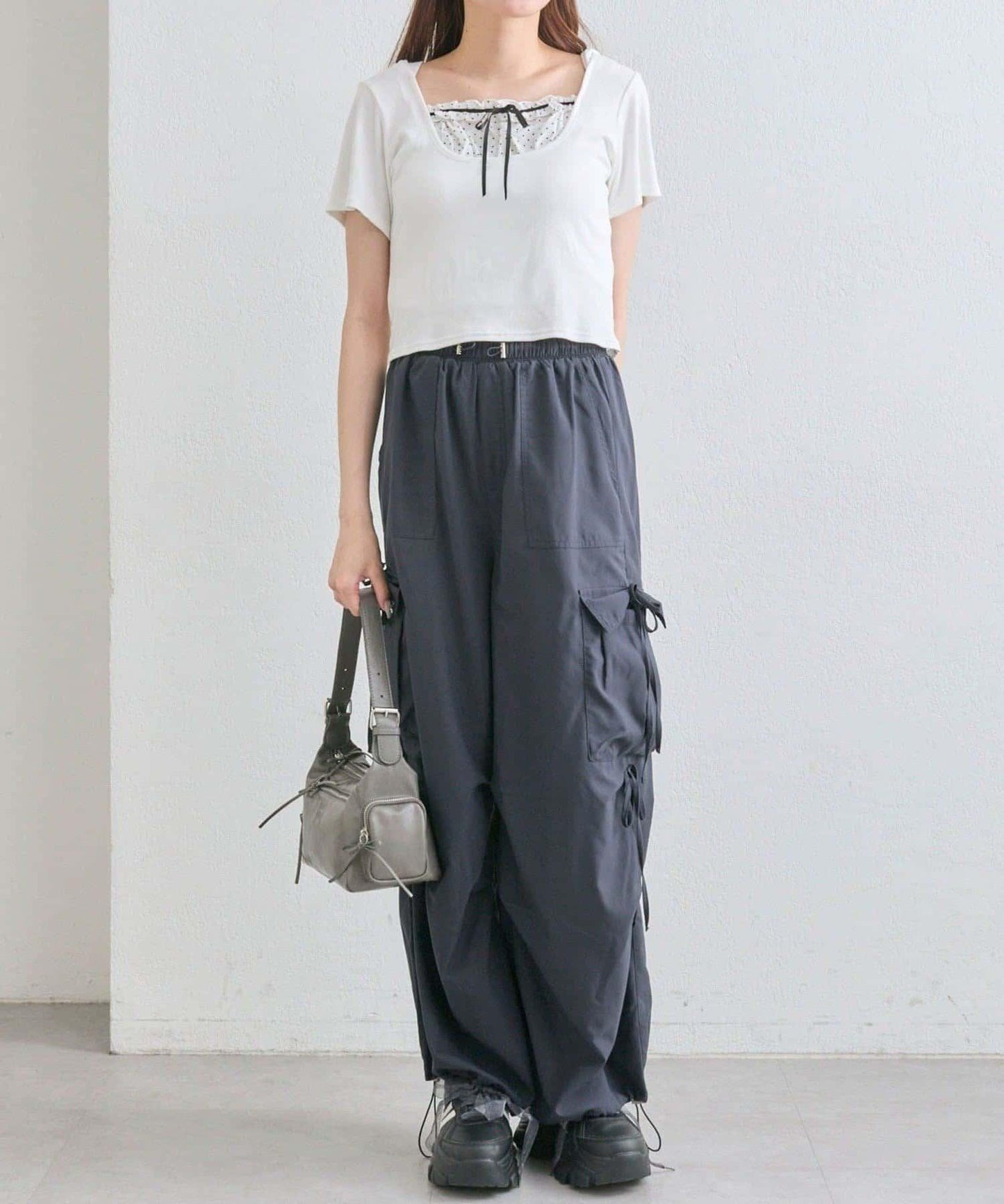 OLIVE des OLIVE 連帽拼接上衣