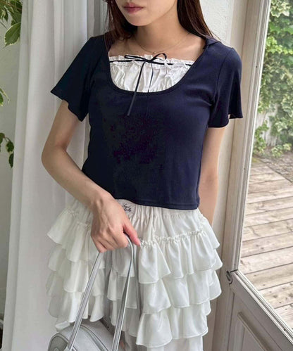 OLIVE des OLIVE 連帽拼接上衣