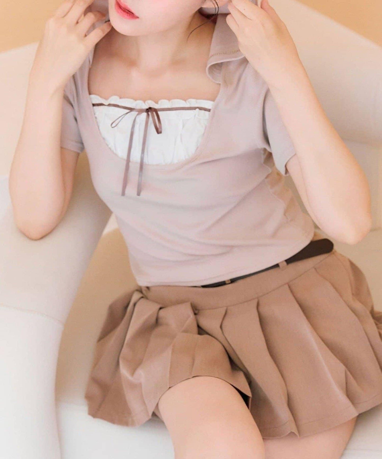 OLIVE des OLIVE 連帽拼接上衣