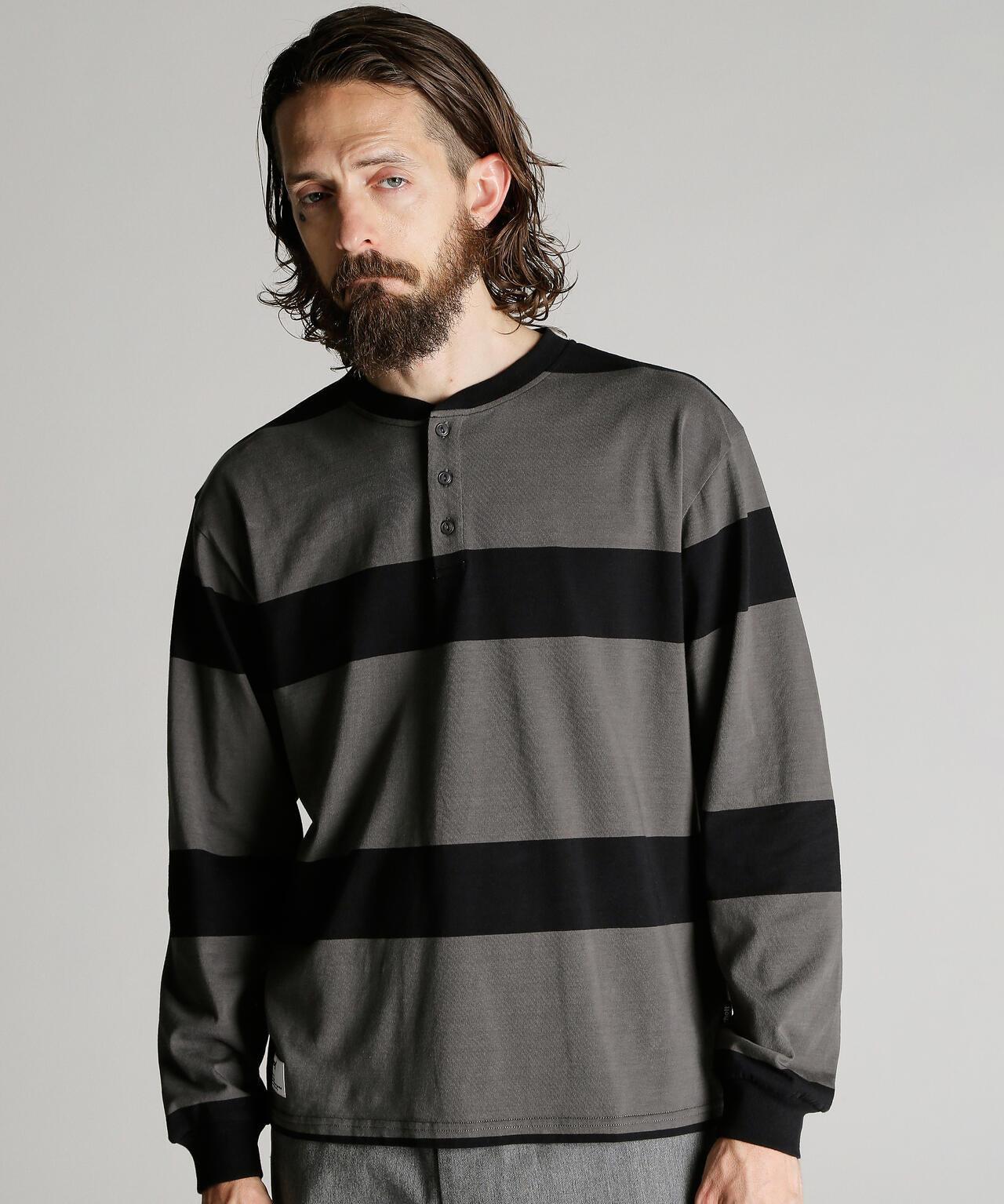 O.G. BORDER HENLEY LS T-SHIRT 條紋亨利領長袖T恤