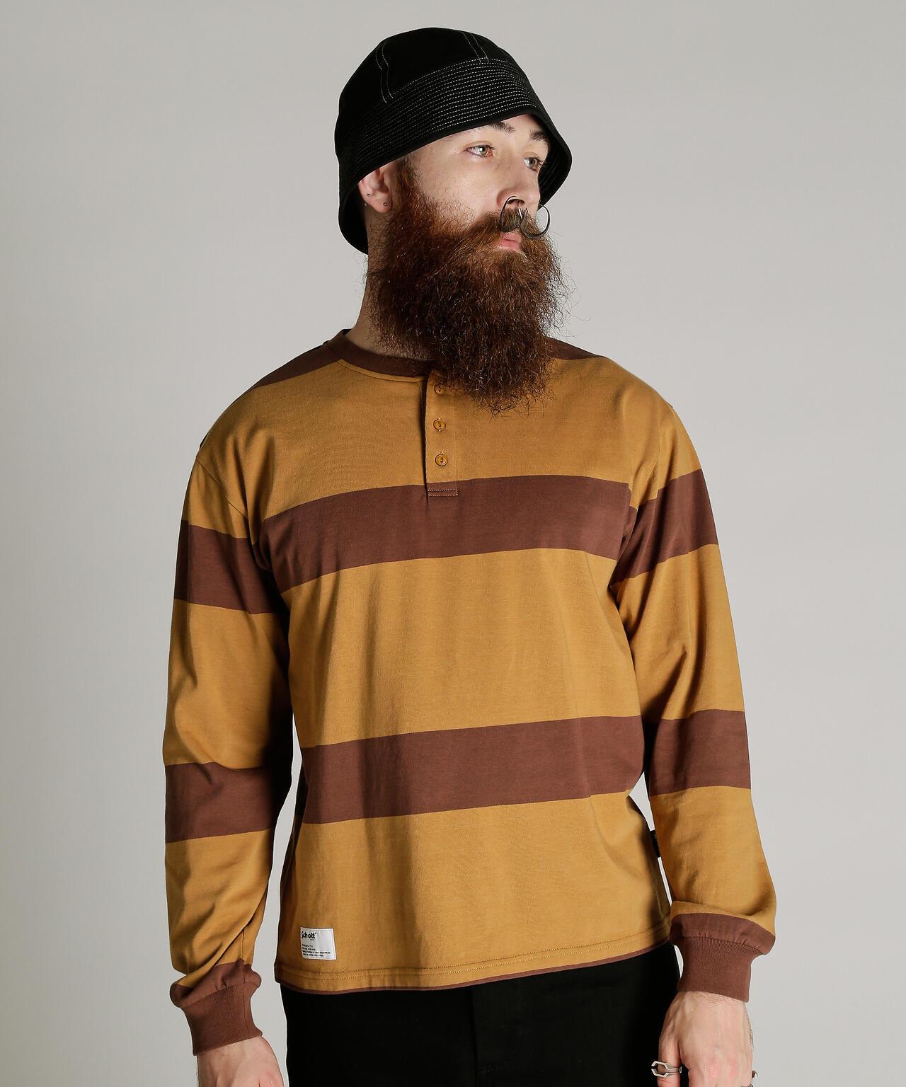 O.G. BORDER HENLEY LS T-SHIRT 條紋亨利領長袖T恤