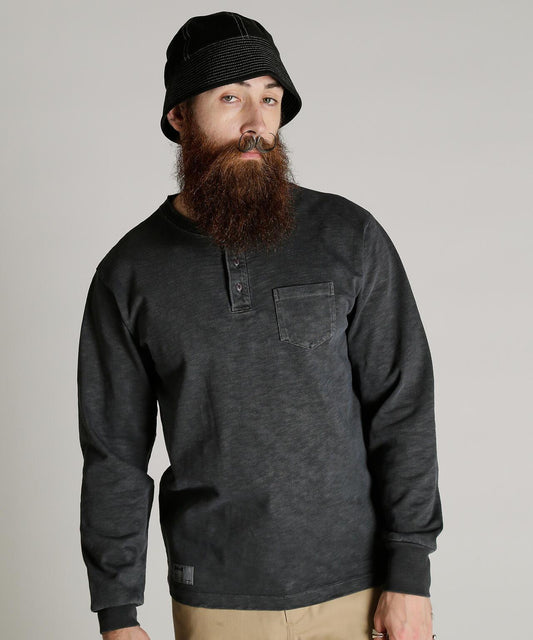 SLUB HENLEY LS T-SHIRT 亨利領長袖T恤