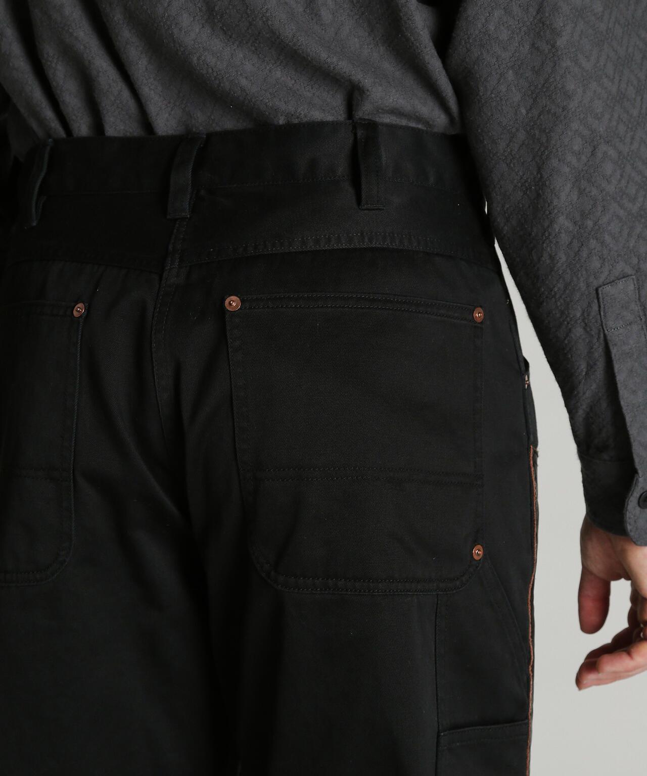 LEATHER COMB. DOUBLE KNEE PANTS 拼接雙膝長褲