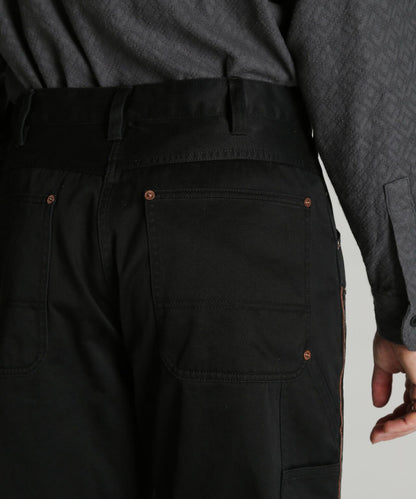 LEATHER COMB. DOUBLE KNEE PANTS 拼接雙膝長褲