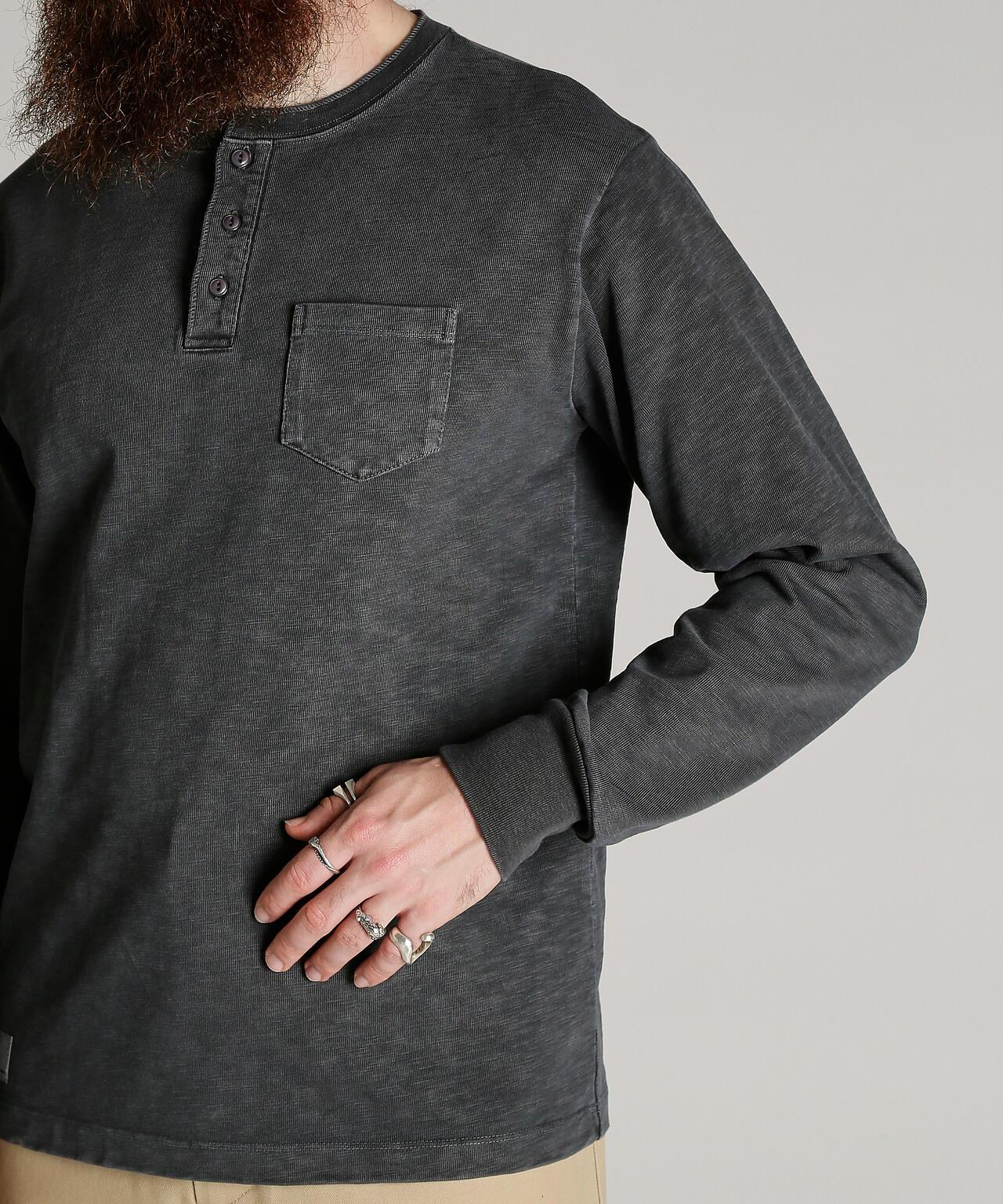 SLUB HENLEY LS T-SHIRT 亨利領長袖T恤