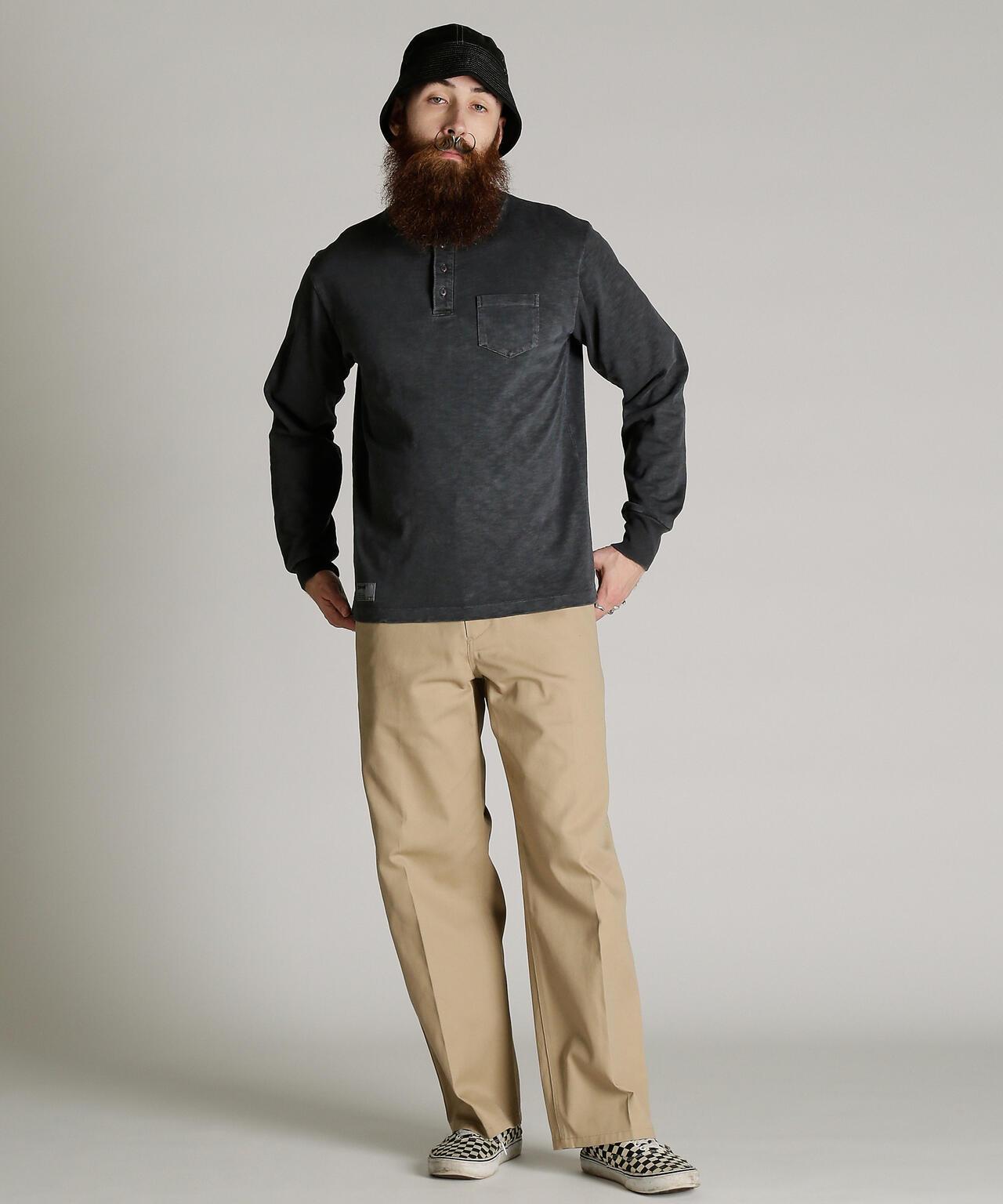 SLUB HENLEY LS T-SHIRT 亨利領長袖T恤