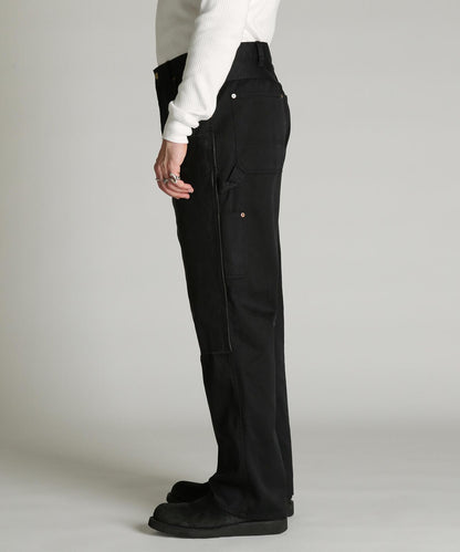 LEATHER COMB. DOUBLE KNEE PANTS 拼接雙膝長褲