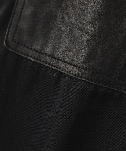 LEATHER COMB. DOUBLE KNEE PANTS 拼接雙膝長褲