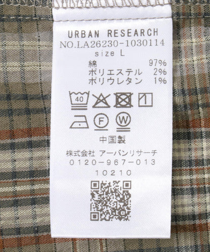 水洗格紋短袖襯衫