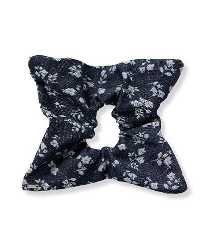 Floral Denim 方形髮圈