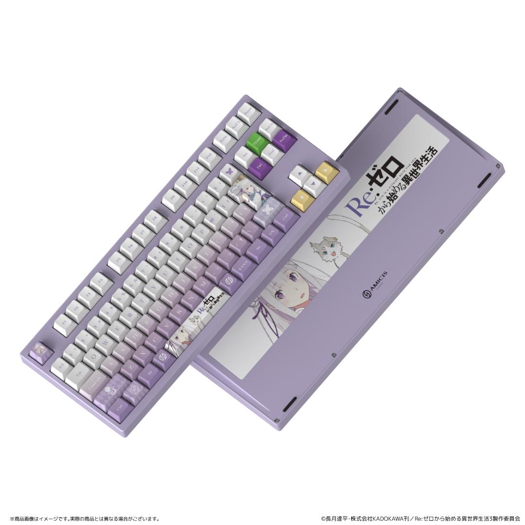 Re：從零開始的異世界生活（Re：從零開始的異世界生活） AMICIS ゲーミングキーボード 80HE 日本語配列 エミリアEdition