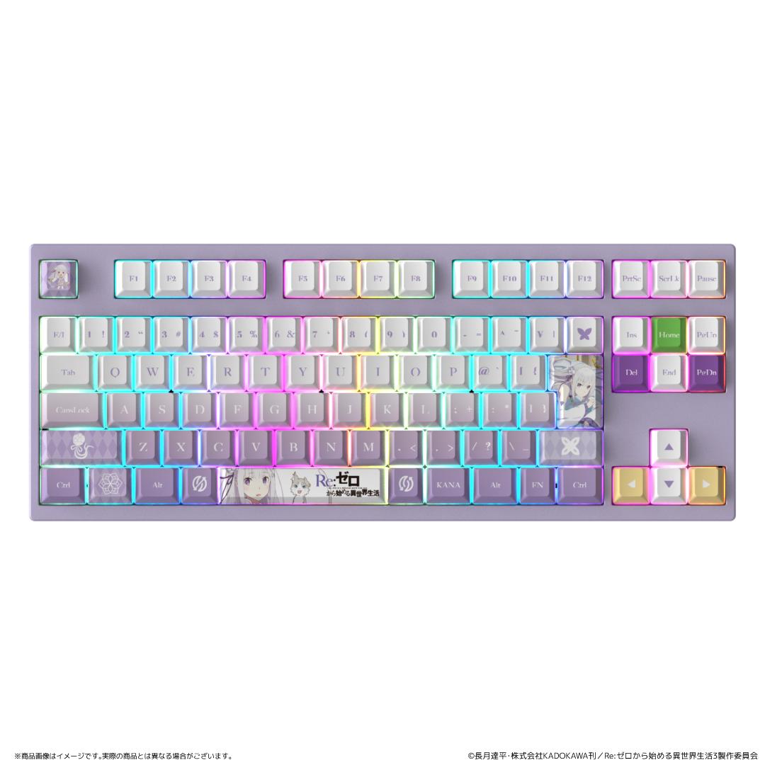Re：從零開始的異世界生活（Re：從零開始的異世界生活） AMICIS ゲーミングキーボード 80HE 日本語配列 エミリアEdition
