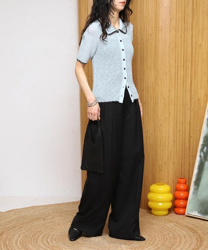 配色刺繡 Polo領 針織開衫