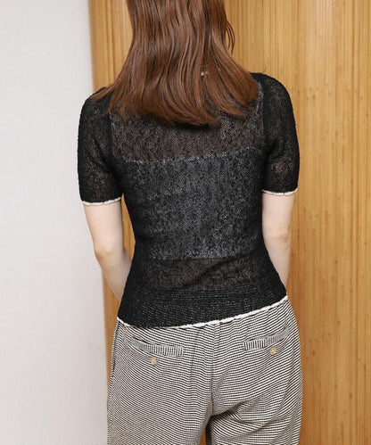 配色刺繡 Polo領 針織開衫