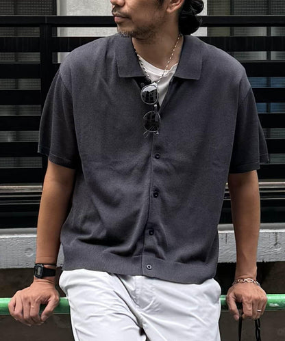 和紙混紡短袖Polo開衫