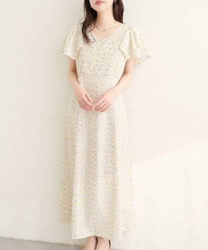 V領碎花連衣裙