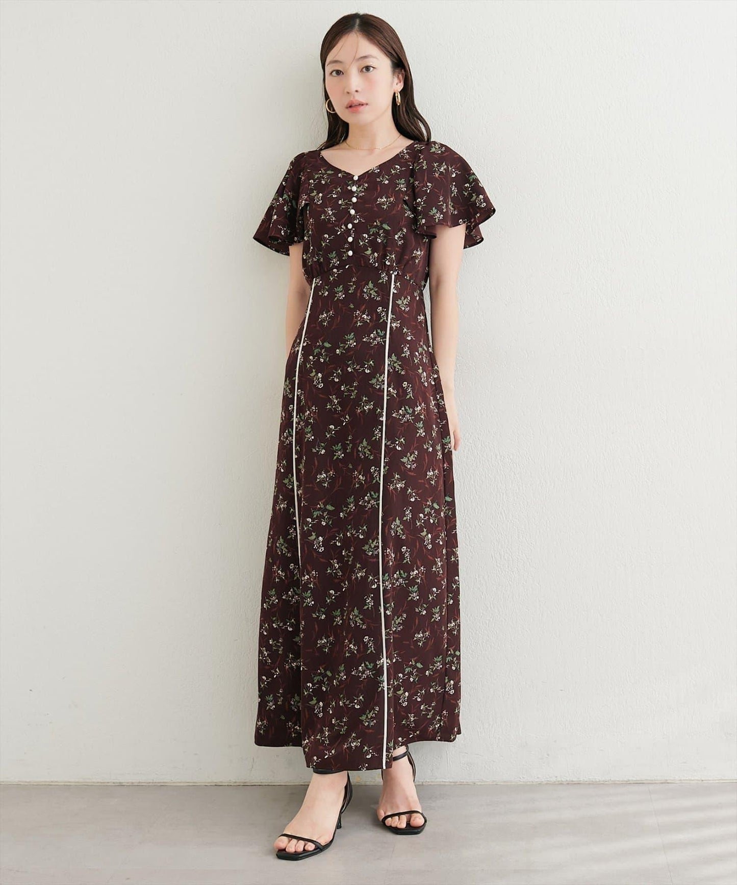 V領碎花連衣裙
