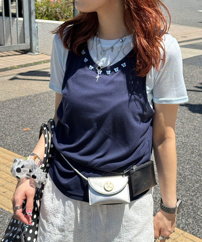 蝴蝶扣 疊穿T恤