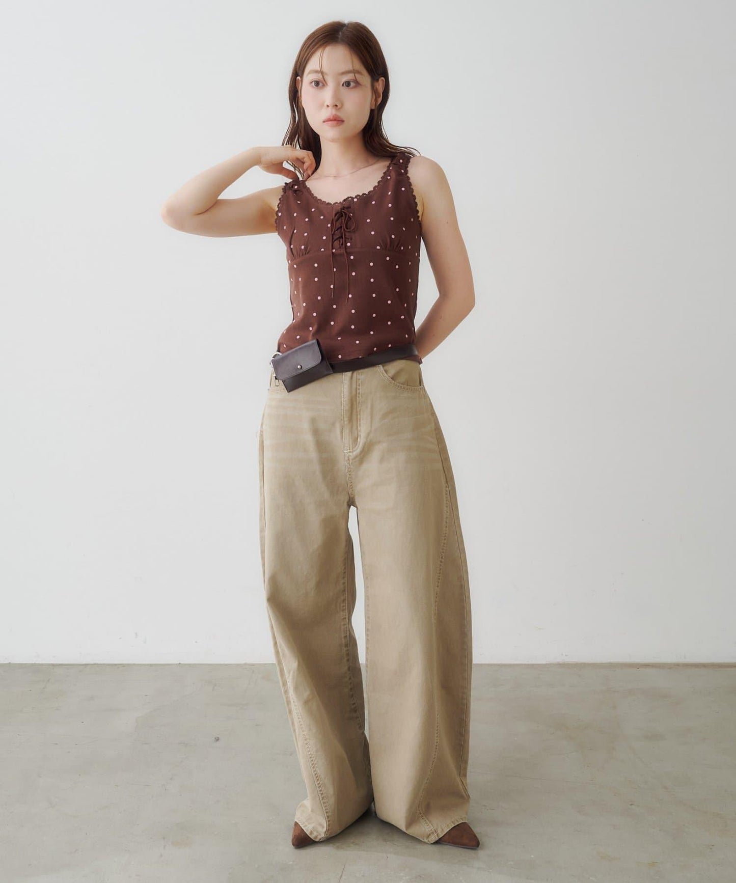 波點蕾絲吊帶背心