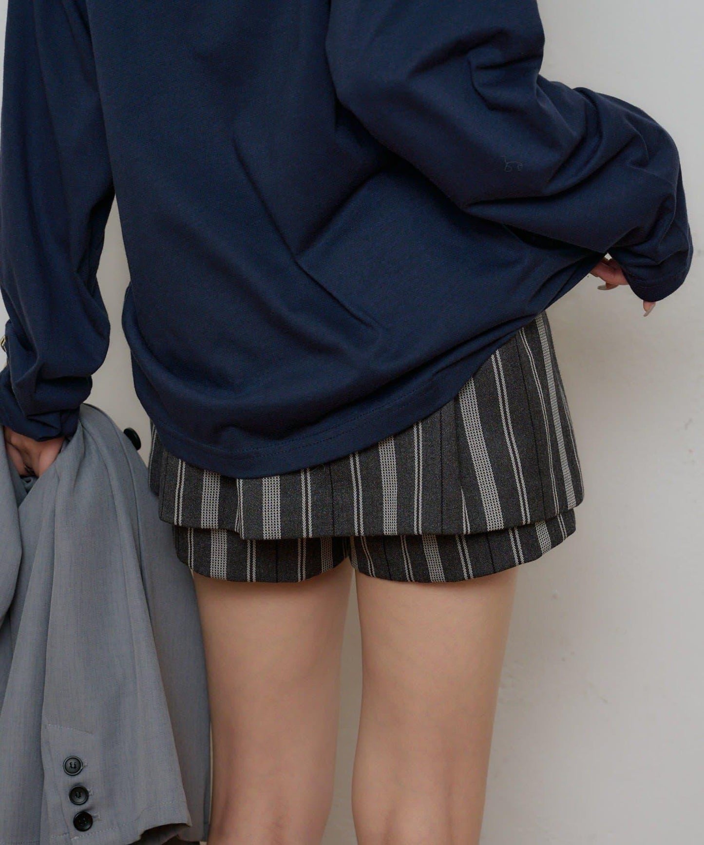 腰帶設計迷你裙褲