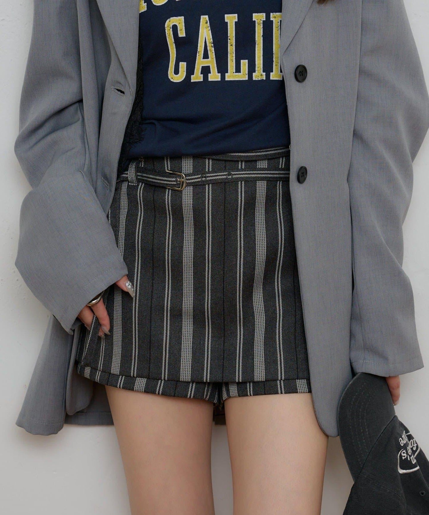 腰帶設計迷你裙褲