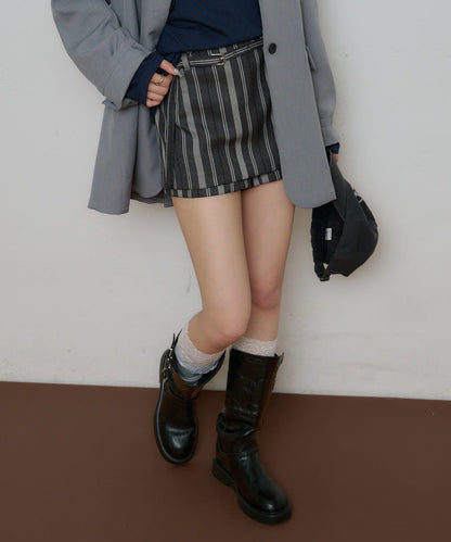 腰帶設計迷你裙褲