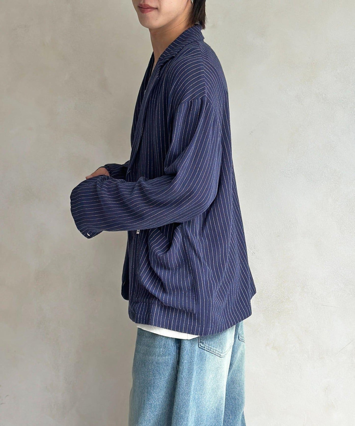 亞麻混紡長袖西裝外套