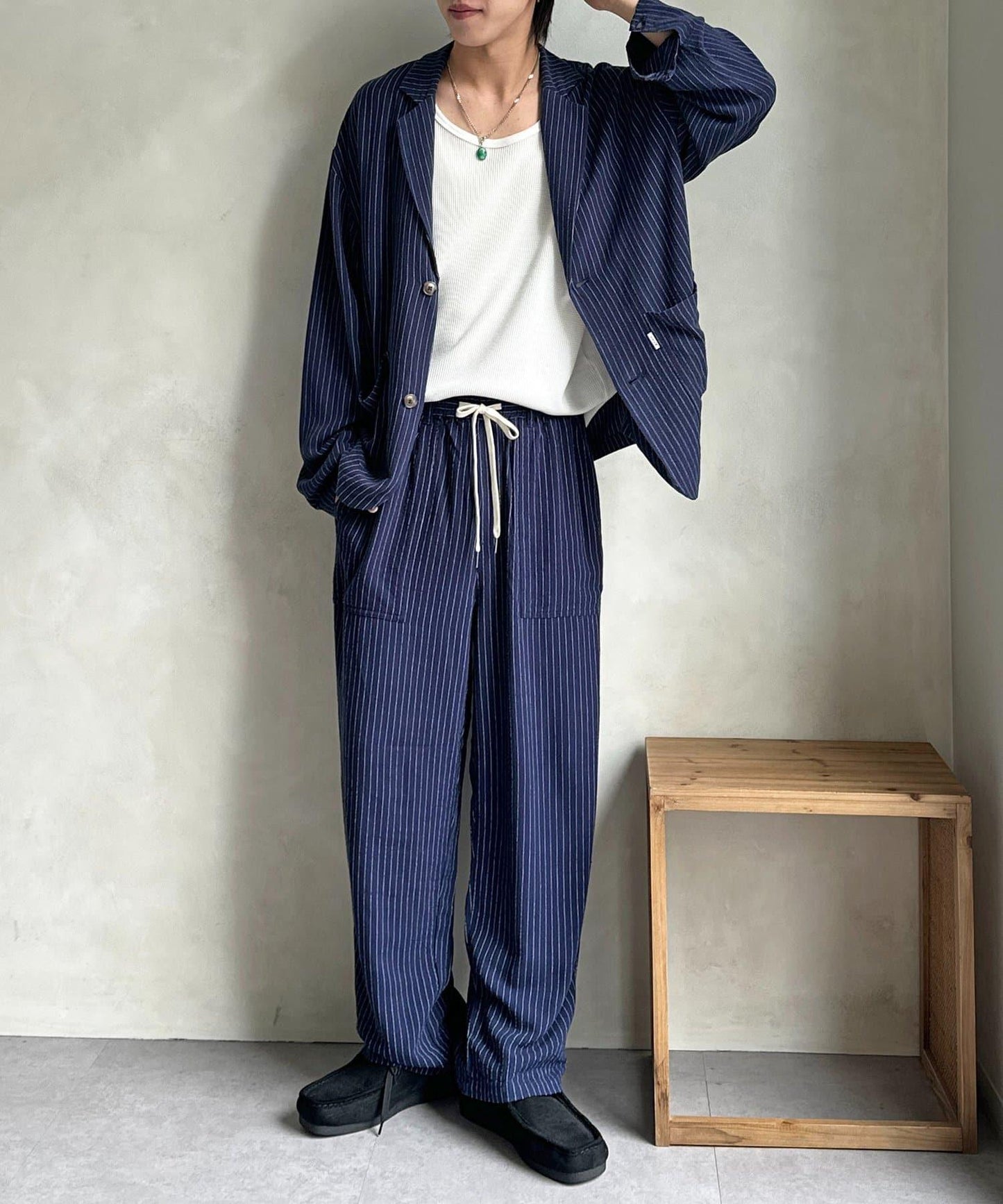 亞麻混紡 麵包師款 休閒長褲
