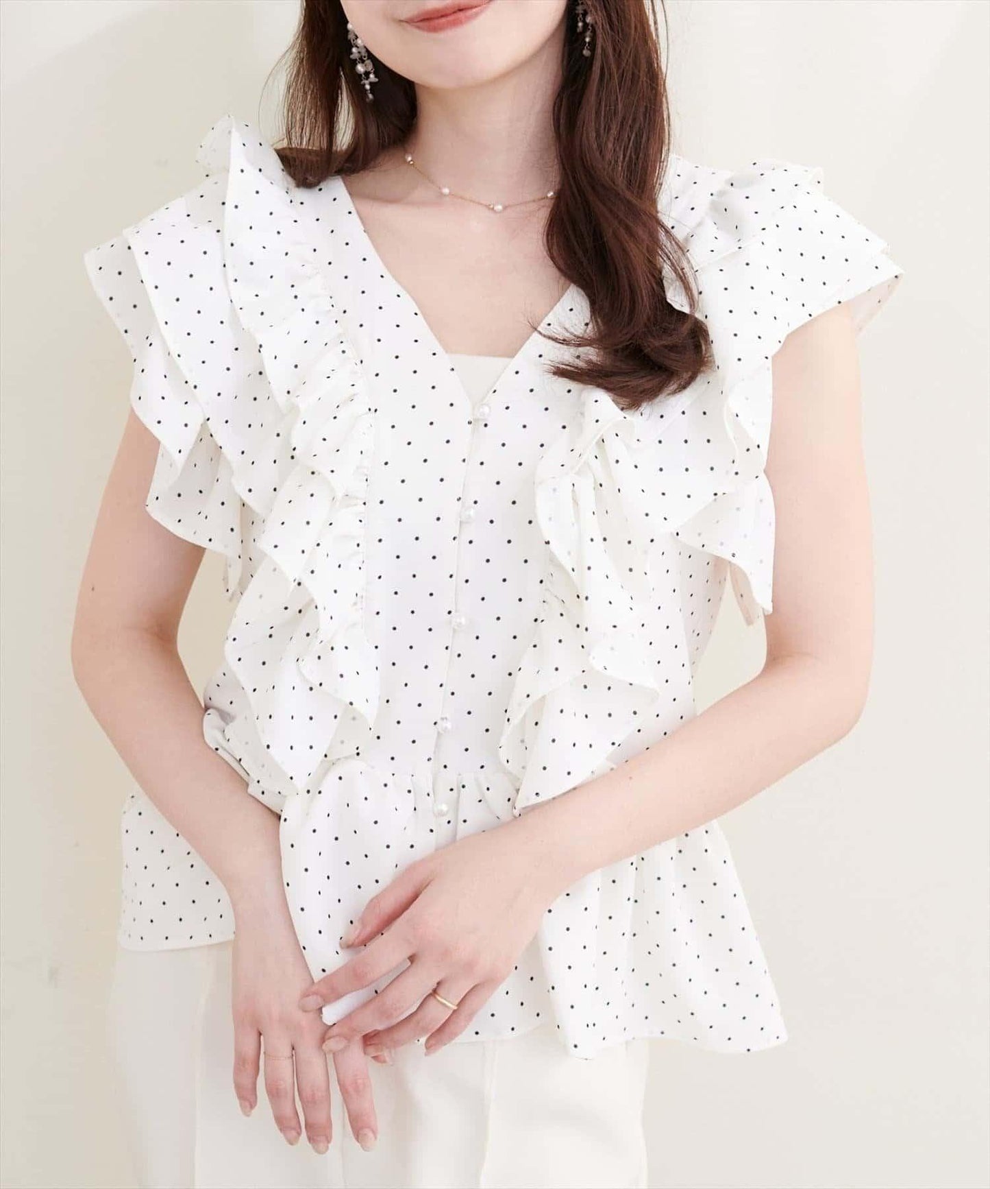 natural couture 荷葉邊褶飾收腰襯衫