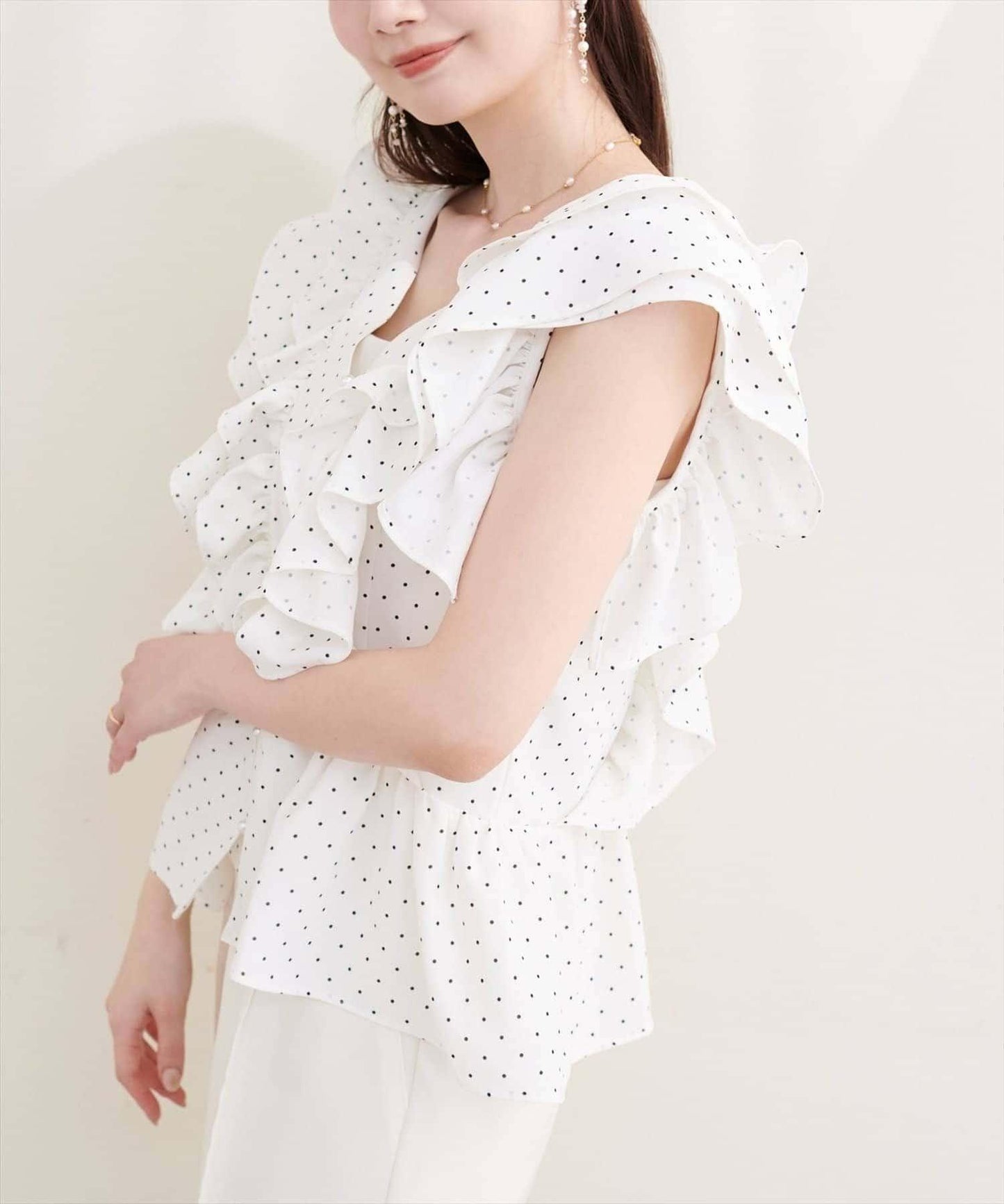 natural couture 荷葉邊褶飾收腰襯衫