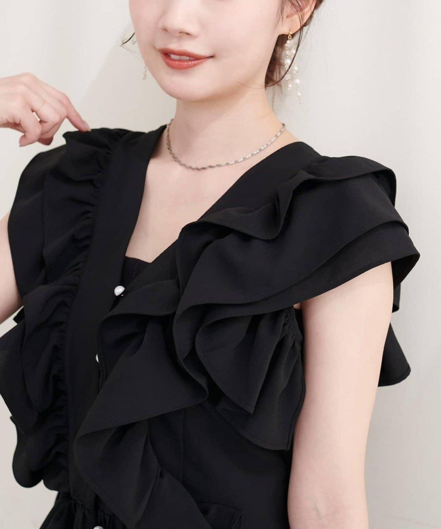 natural couture 荷葉邊褶飾收腰襯衫