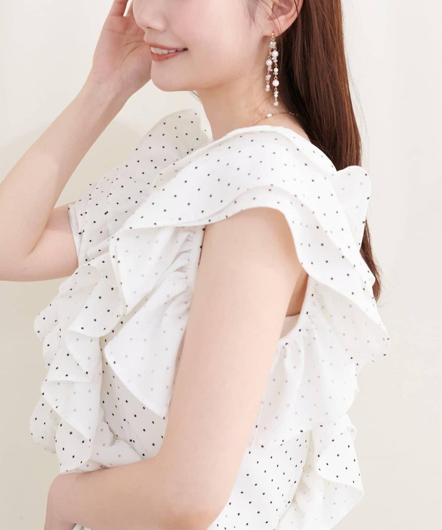natural couture 荷葉邊褶飾收腰襯衫