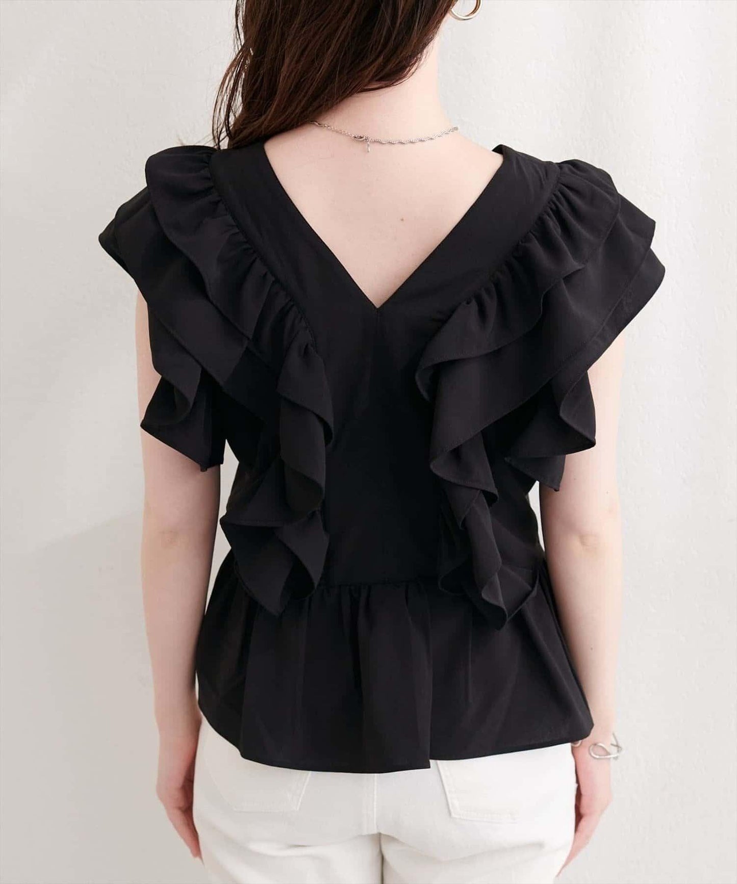 natural couture 荷葉邊褶飾收腰襯衫