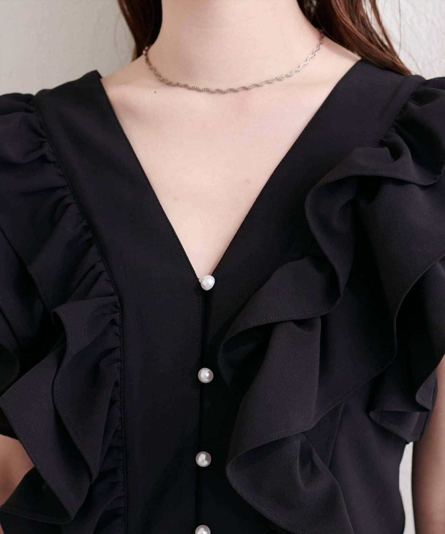 natural couture 荷葉邊褶飾收腰襯衫
