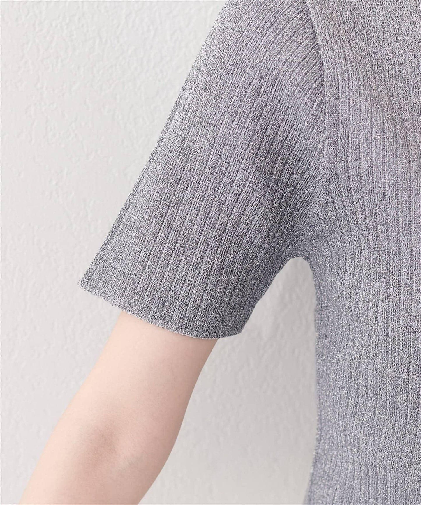 natural couture 翻領亮絲羅紋針織開衫