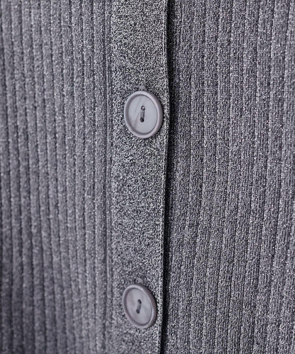 natural couture 翻領亮絲羅紋針織開衫
