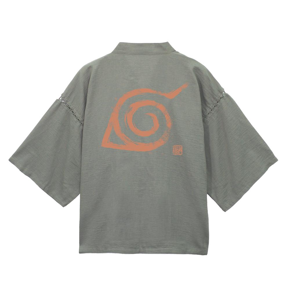 火影忍者-ナルト- 疾風伝 木ノ葉 甚平 利休鼠 XL-XXL