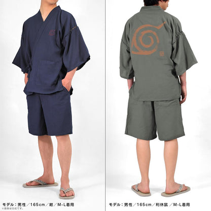 火影忍者-ナルト- 疾風伝 木ノ葉 甚平 利休鼠 XL-XXL
