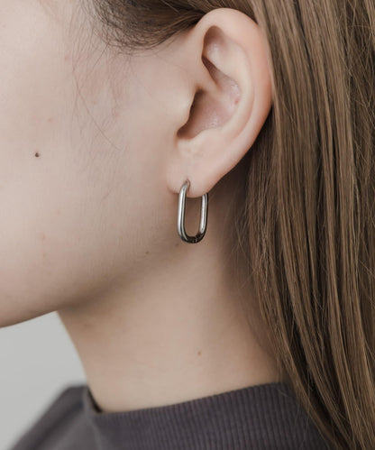不鏽鋼橢圓形單觸耳環