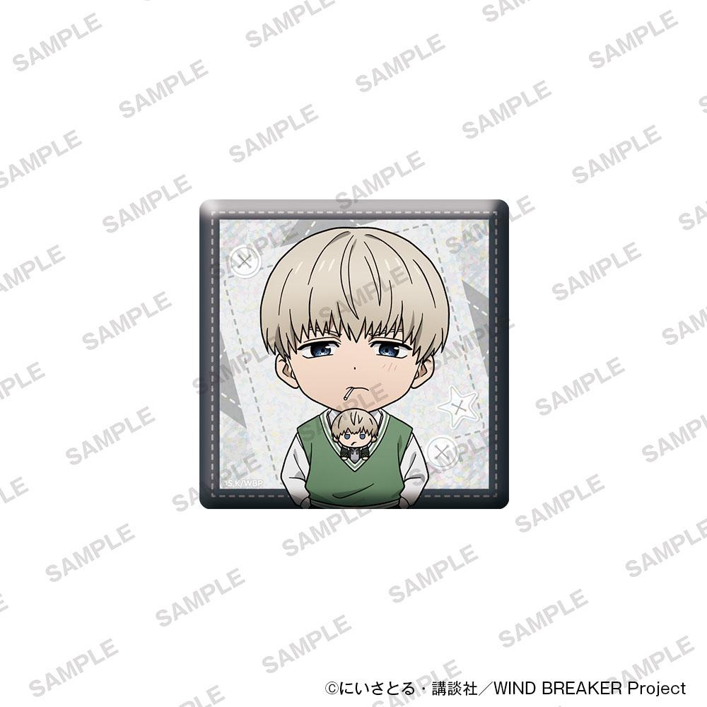 防風少年（WIND BREAKER） ホログラムスクエア缶バッジ ぬいぐるみといっしょver. 梶蓮 徽章